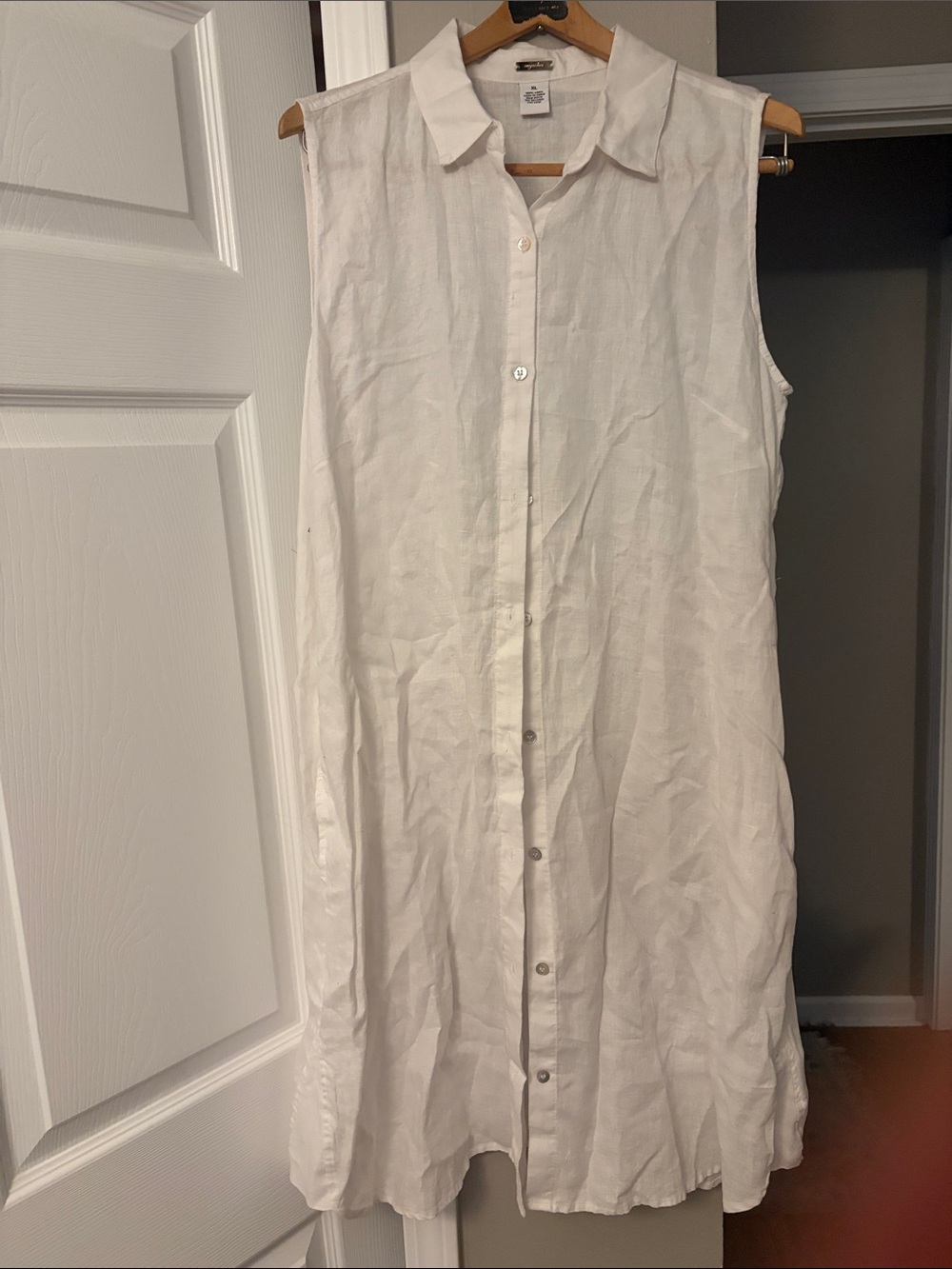 Magaschoni White Sleeveless Button-Down Linen dress size xl